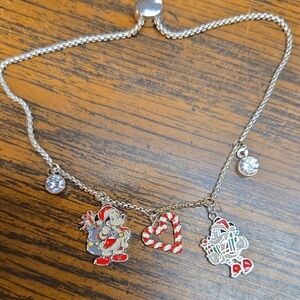 Silver DISNEY MICKEY AND MINNIE Christmas Charm Bracelet